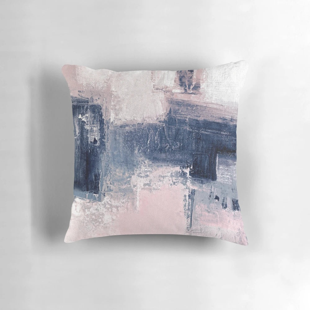 Vibrant pink and navy blue abstract triptych wall art set