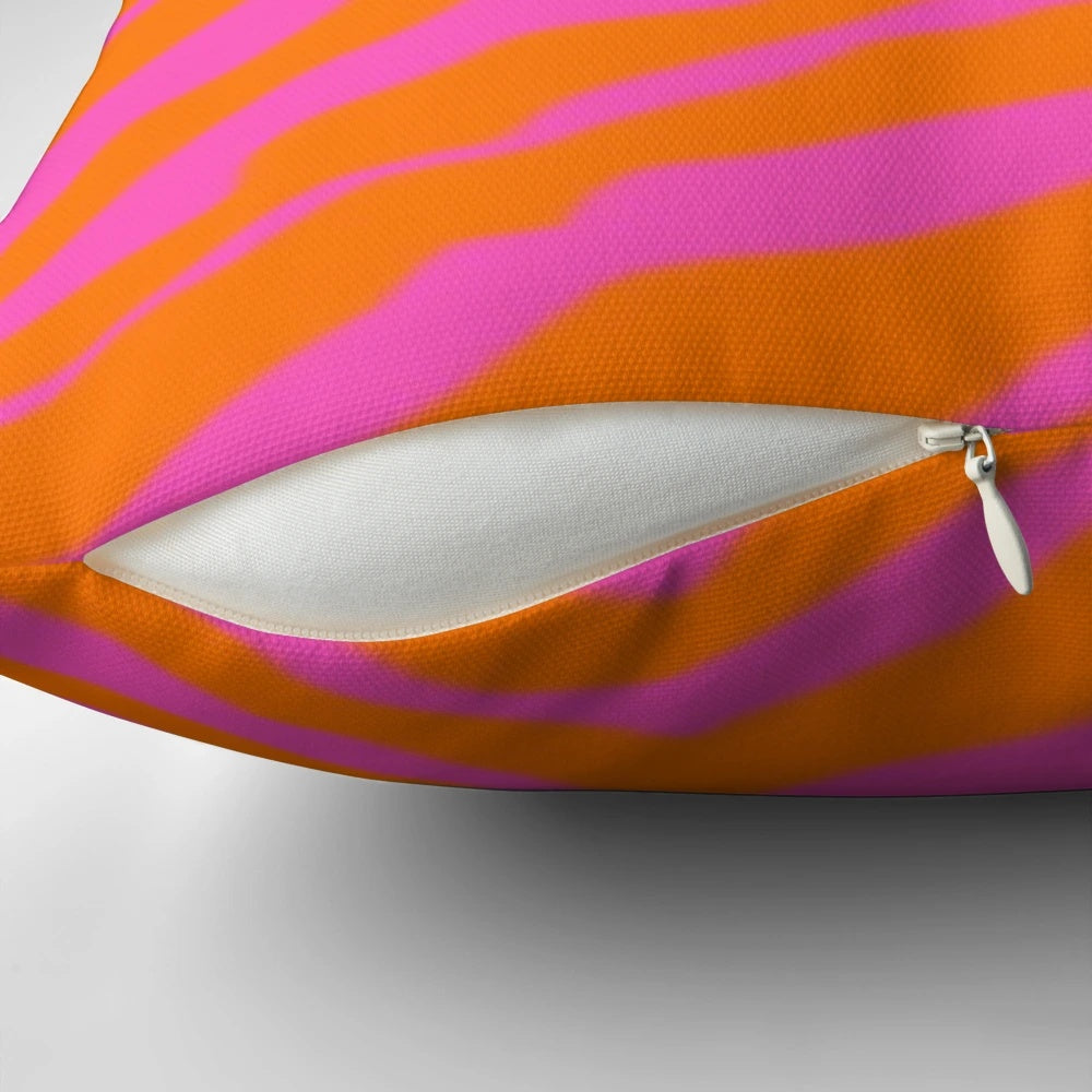 Bright and eye-catching pink and orange zebra print decorative pillow