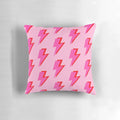 Vibrant pink and red lightning design on a soft, cozy pillow for a girl's bedroom or nursery.