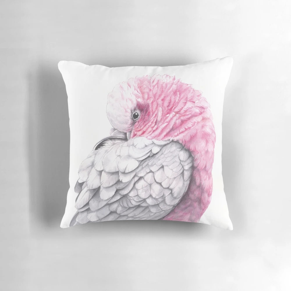 Illustration of a pink galah or cockatoo, an iconic Australian native bird species
