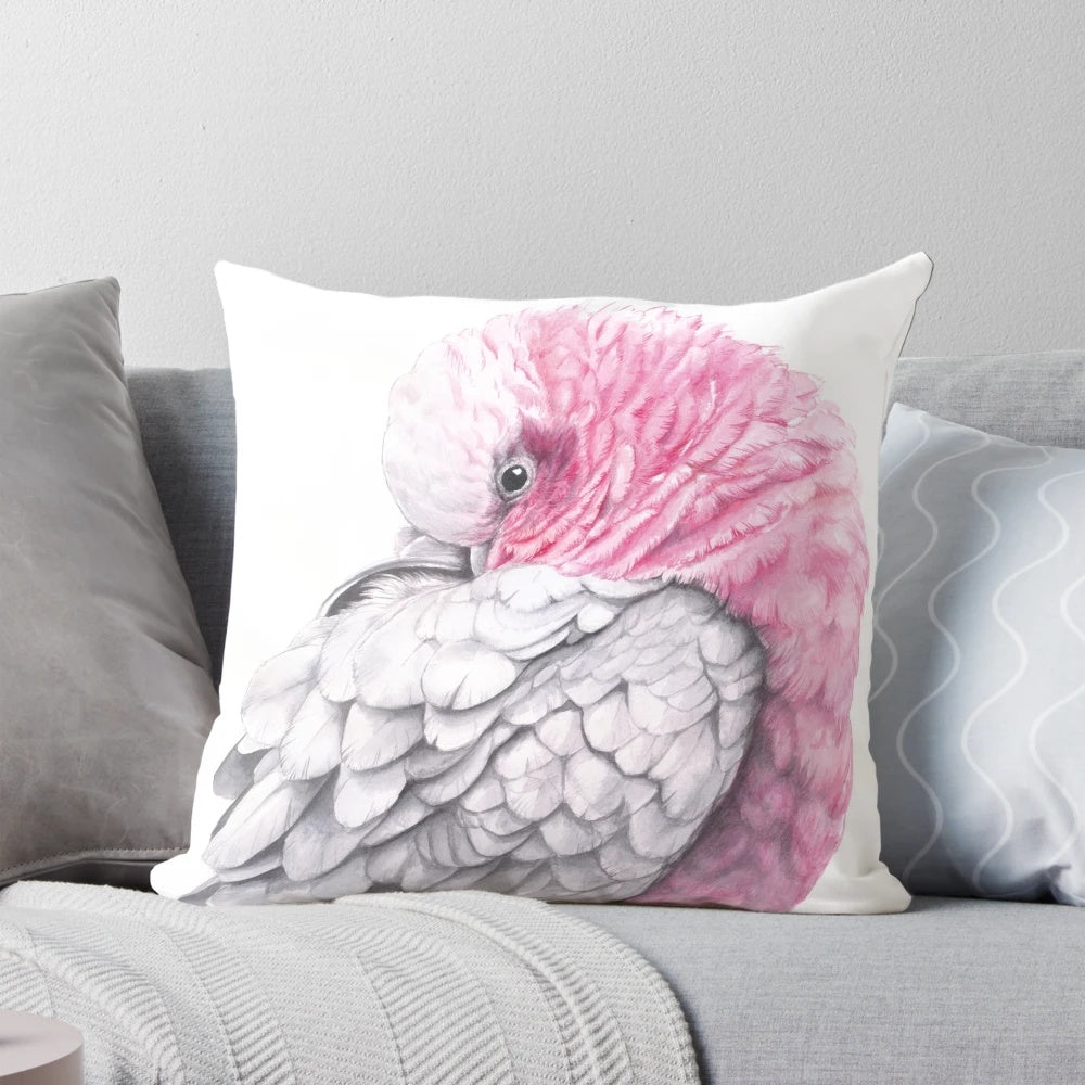 Illustration of a pink galah or cockatoo, an iconic Australian native bird species