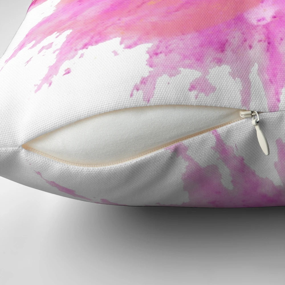 A pink and white gymnastics silhouette pillow with an explosive design, perfect for any gymnast.