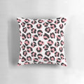 Pink leopard print pillow with lush, textured design inspired by African wildlife