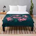 Plush pink leopard print blanket with watercolor animal art design