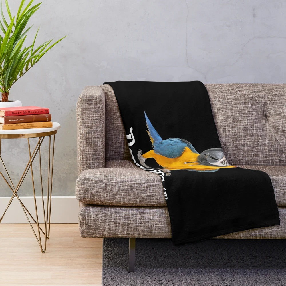 Colorful plush blanket with pirate parrot design
