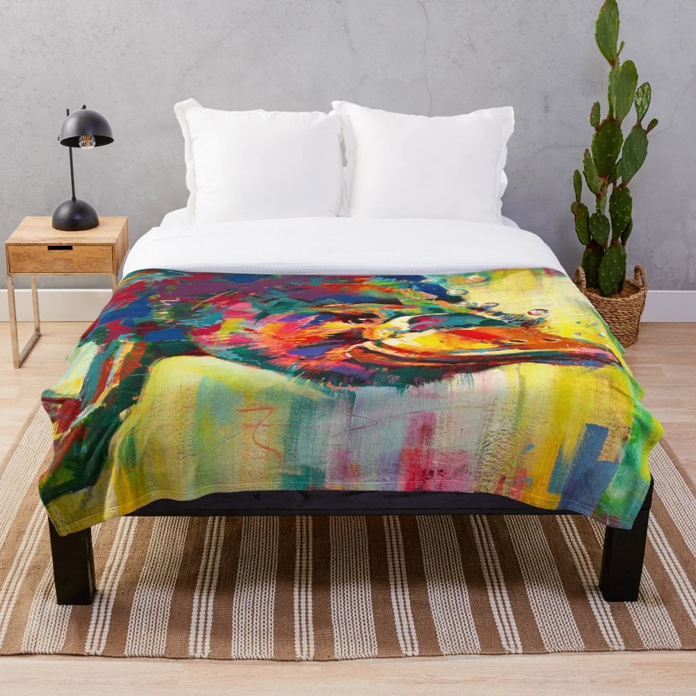 Colorful platypus plush blanket with modern art design