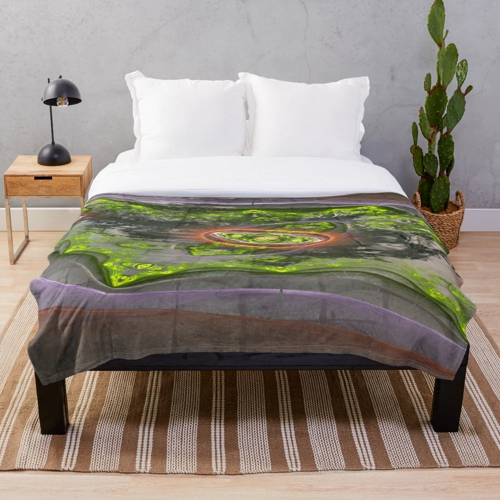 Plush blanket featuring a botanical, abstract pool garden design