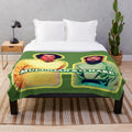 Plush blanket featuring vibrant pop art design inspired by the iconic British comedy duo Vic and Bob
