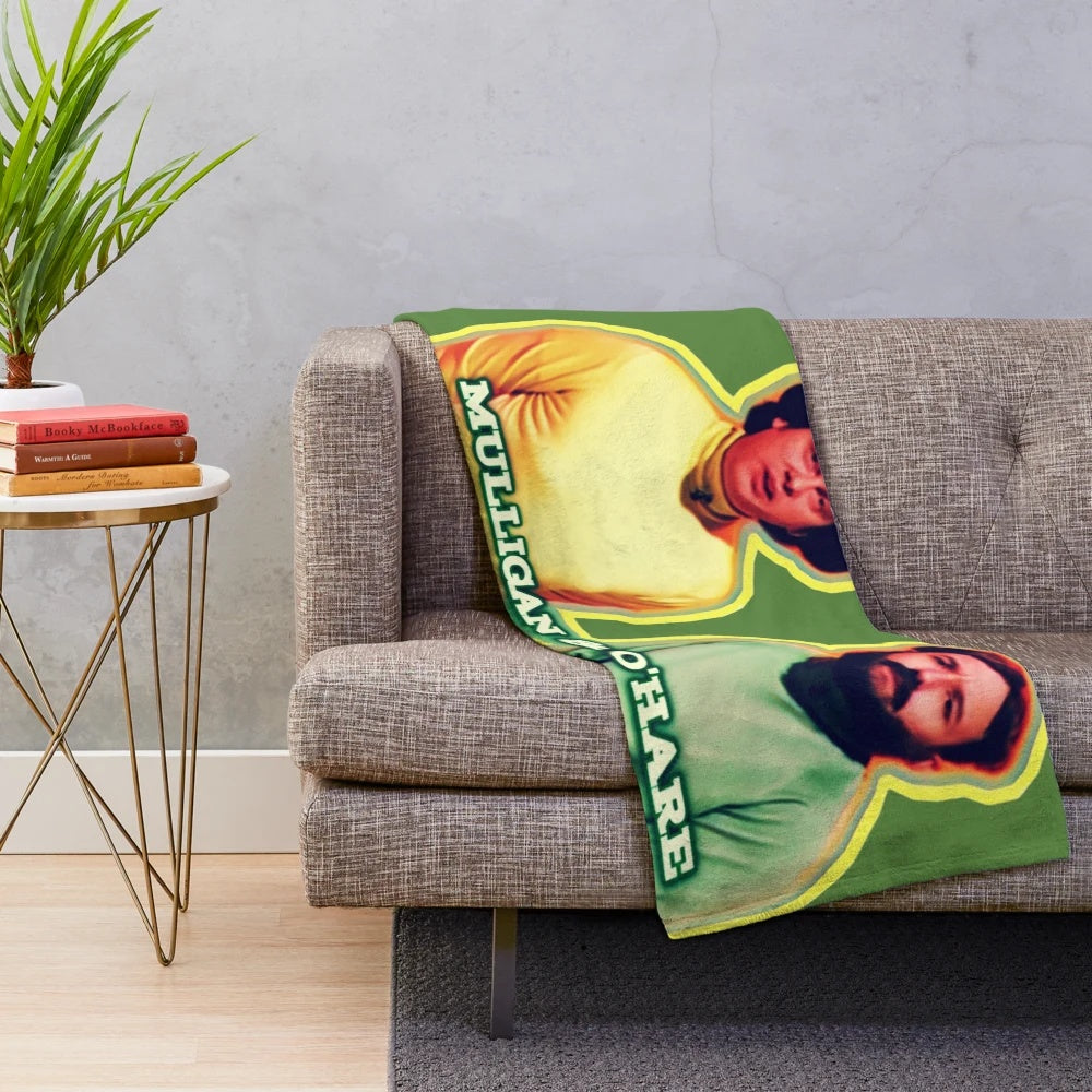 Plush blanket featuring vibrant pop art design inspired by the iconic British comedy duo Vic and Bob