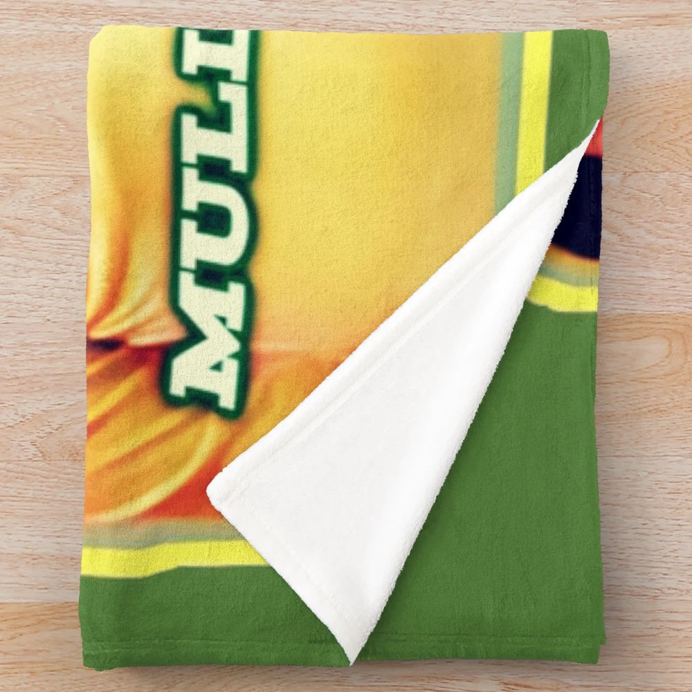 Plush blanket featuring vibrant pop art design inspired by the iconic British comedy duo Vic and Bob