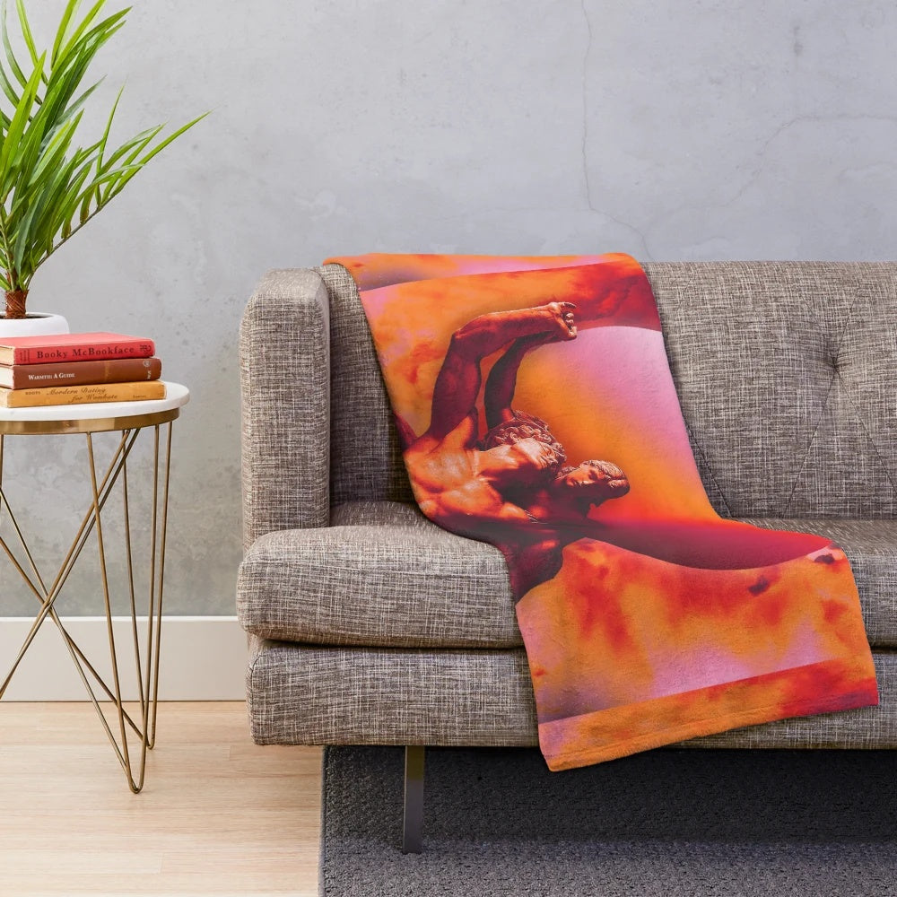 Colorful plush blanket with Greek and Roman inspired designs