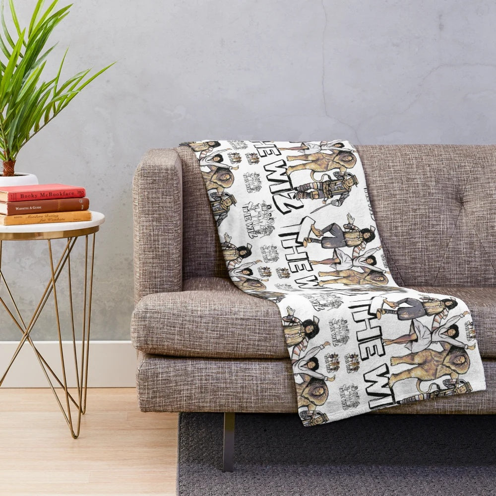 Vibrant plush throw blanket with colorful watercolor patterns inspired by the iconic "The Wiz" movie