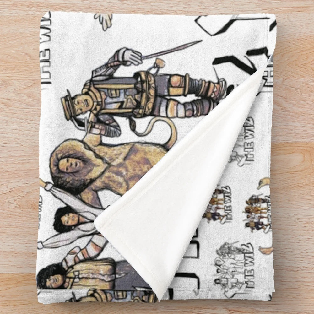 Vibrant plush throw blanket with colorful watercolor patterns inspired by the iconic "The Wiz" movie
