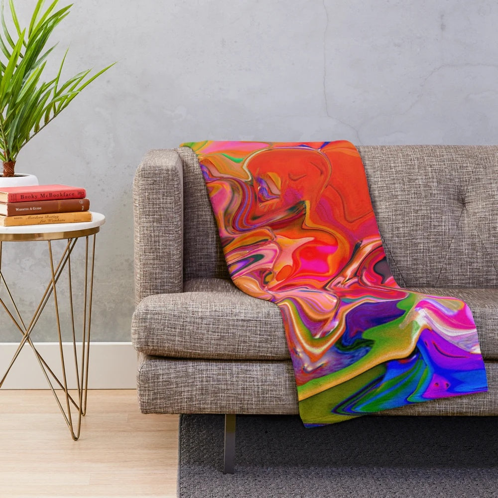 Colorful abstract face design plush blanket