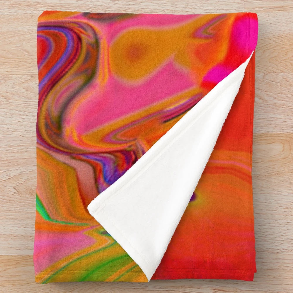 Colorful abstract face design plush blanket