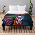 Plush blanket featuring an abstract design of a running horse
