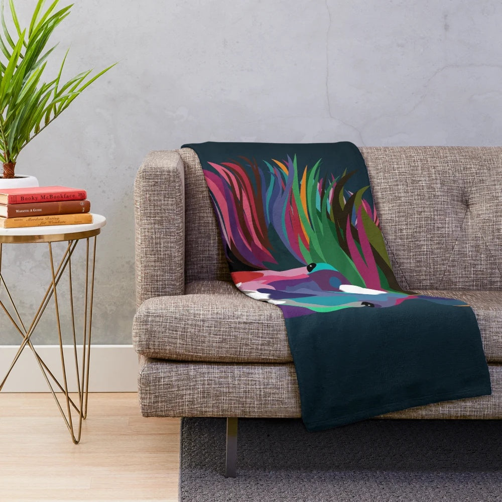 Plush blanket featuring an abstract design of a running horse