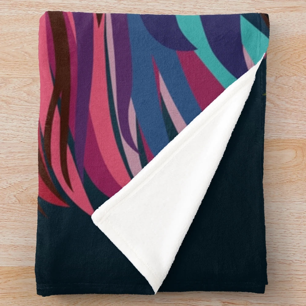 Plush blanket featuring an abstract design of a running horse