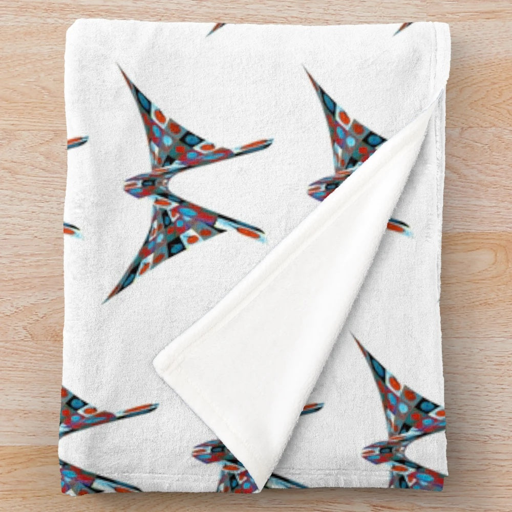 Plush blanket with abstract sports-inspired digital art design
