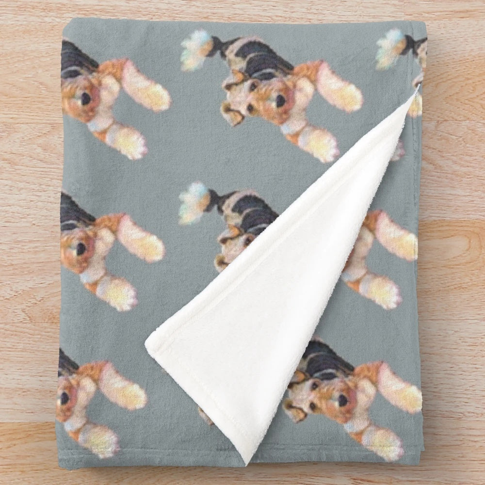 Colorful wire haired fox terrier dog plush blanket