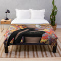 Colorful plush blanket with abstract, nature-inspired patterns