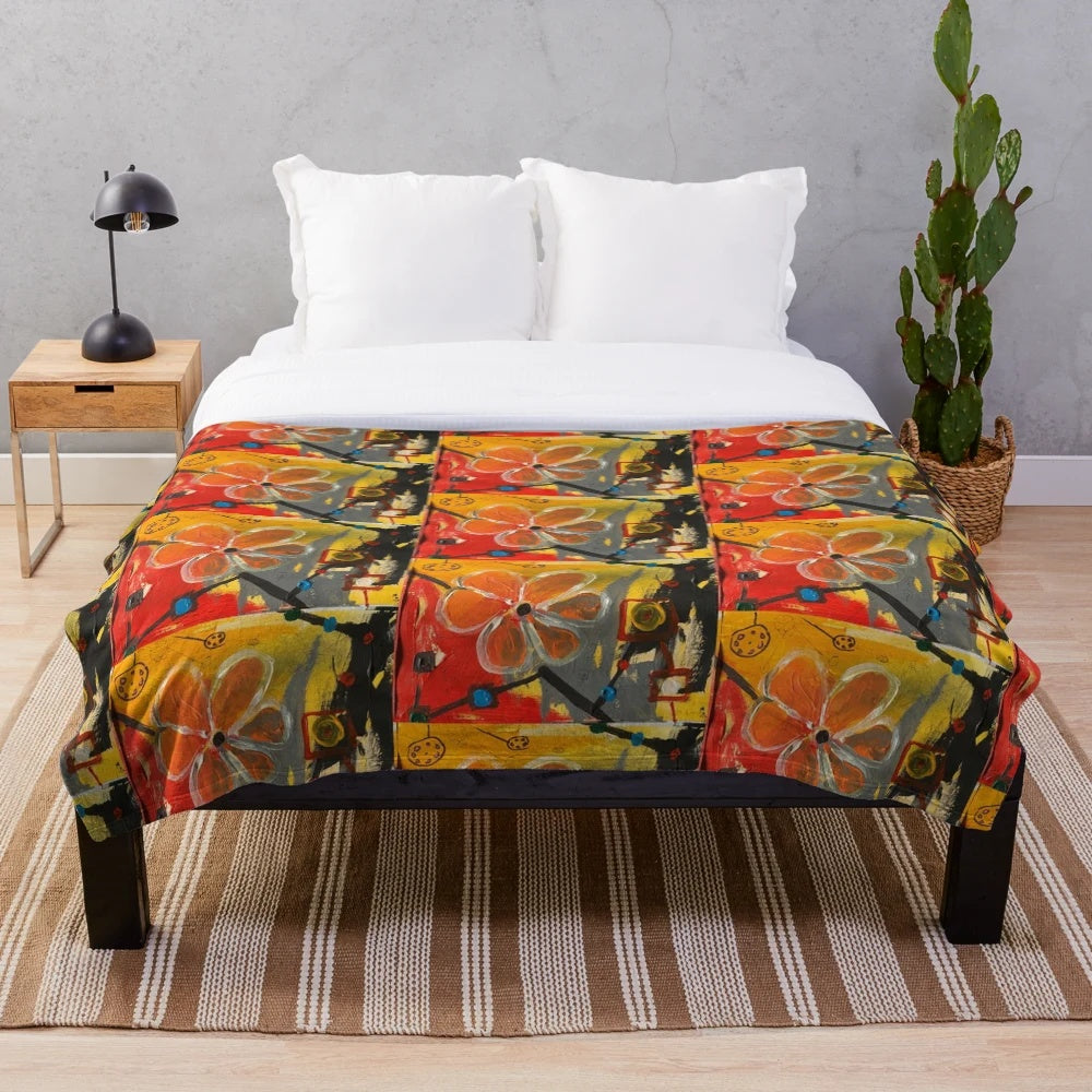 Soft and colorful plush blanket with surprise floral patterns