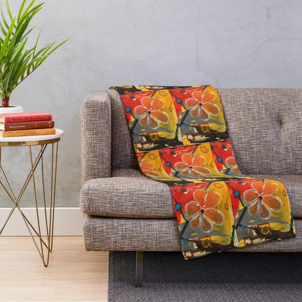 Soft and colorful plush blanket with surprise floral patterns