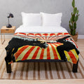 Vintage sports-themed plush blanket with bold, whimsical art