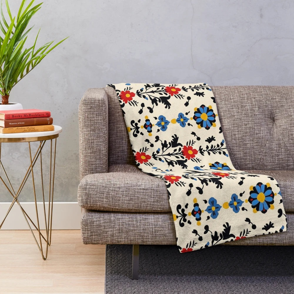 Polish folk culture pattern plush blanket