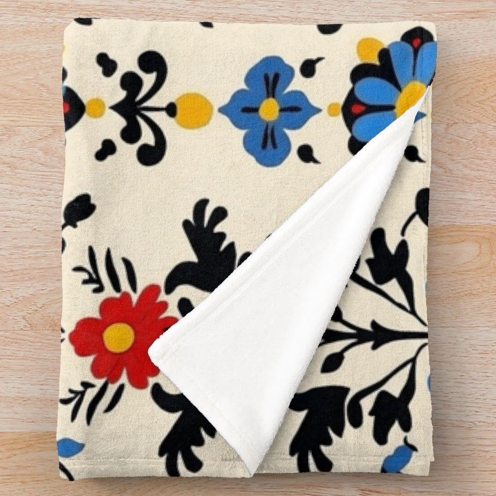 Polish folk culture pattern plush blanket