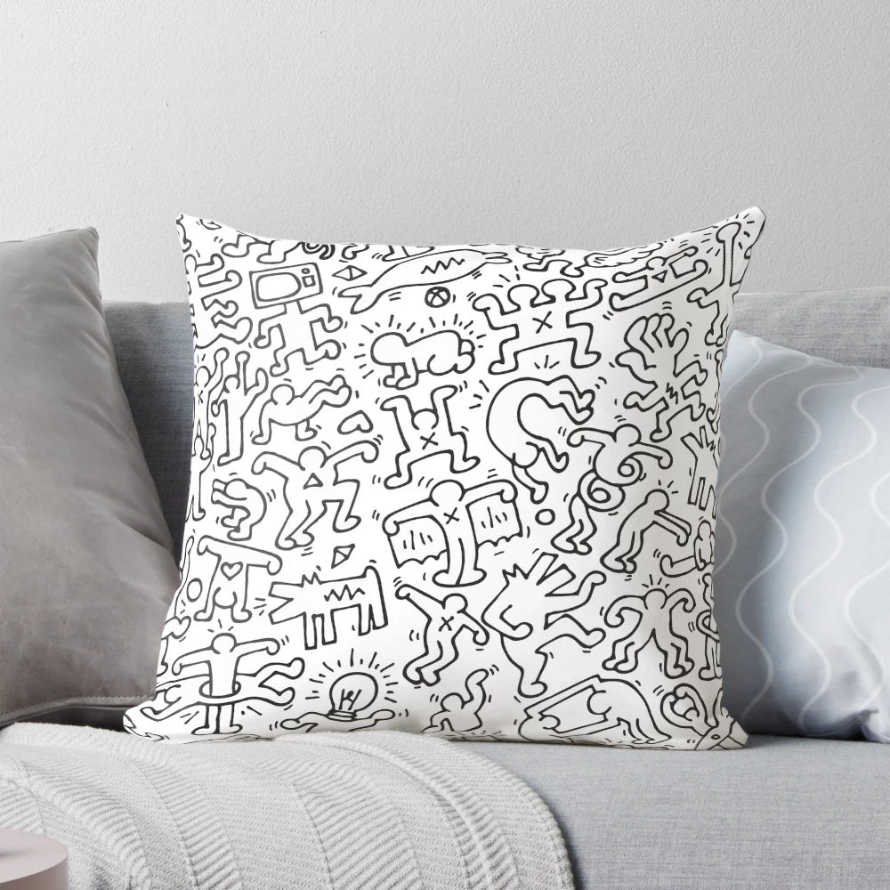 Colorful, cartoonish pop art pillow featuring an animal design by the iconic artist Keith Haring.