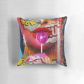Colorful pop art style pillow cover featuring bold, geometric patterns