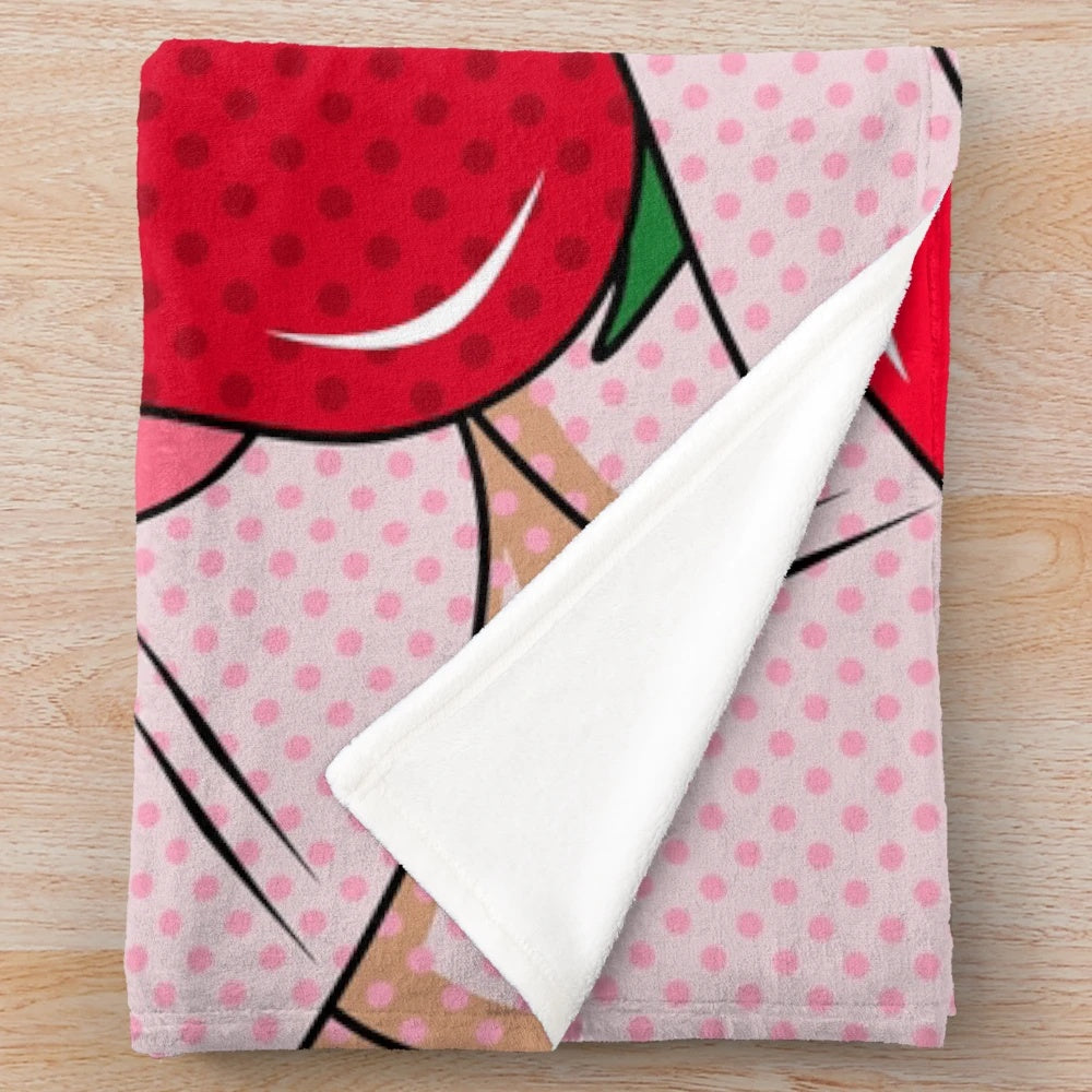 Colorful pop art inspired plush blanket with vibrant graphics