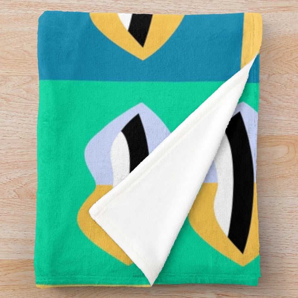 Colorful pop art style plush blanket featuring retro lips and mouth design