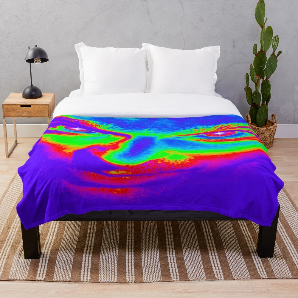Colorful and whimsical pop art inspired plush blanket