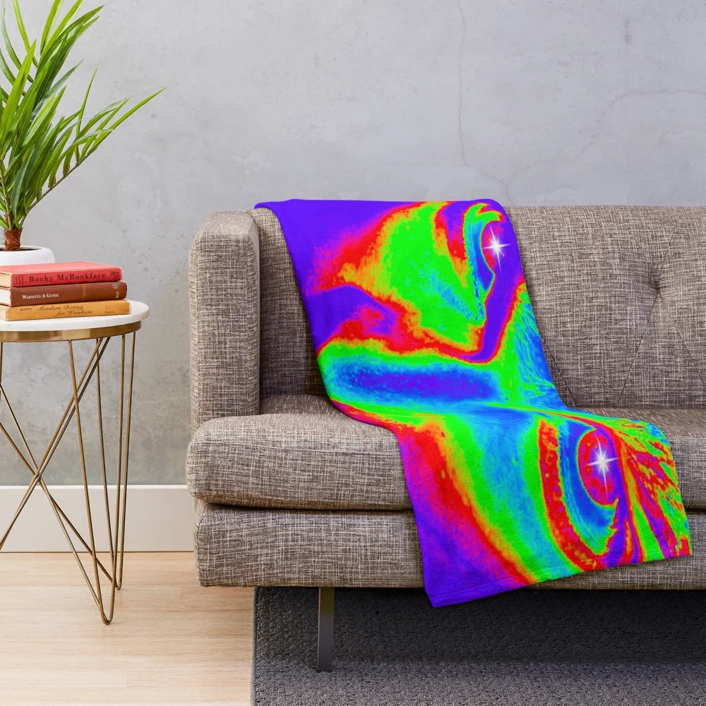 Colorful and whimsical pop art inspired plush blanket