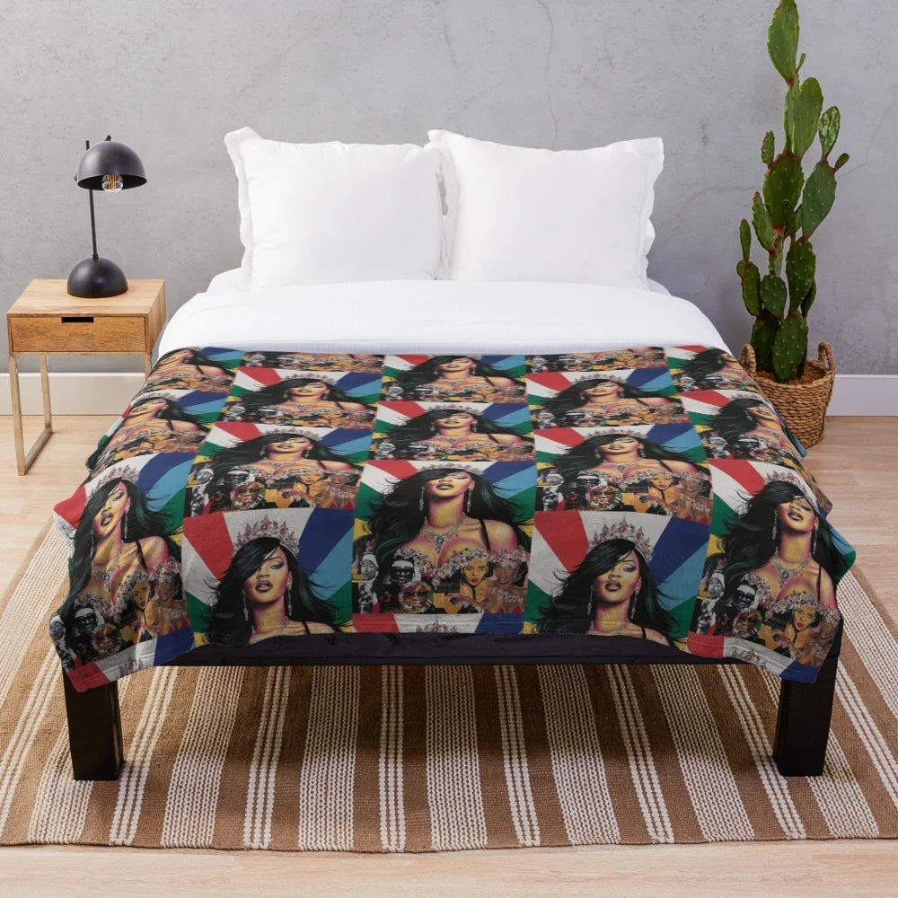 Colorful pop art plush blanket with bold, modern designs