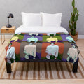 Colorful pop art plush blanket with a portrait of actor Hugh Grant
