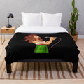 Colorful pop art design of a woman singing on a plush blanket