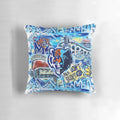 Colorful pop art-inspired sports pillow featuring Memphis Tigers and Grizzlies logos