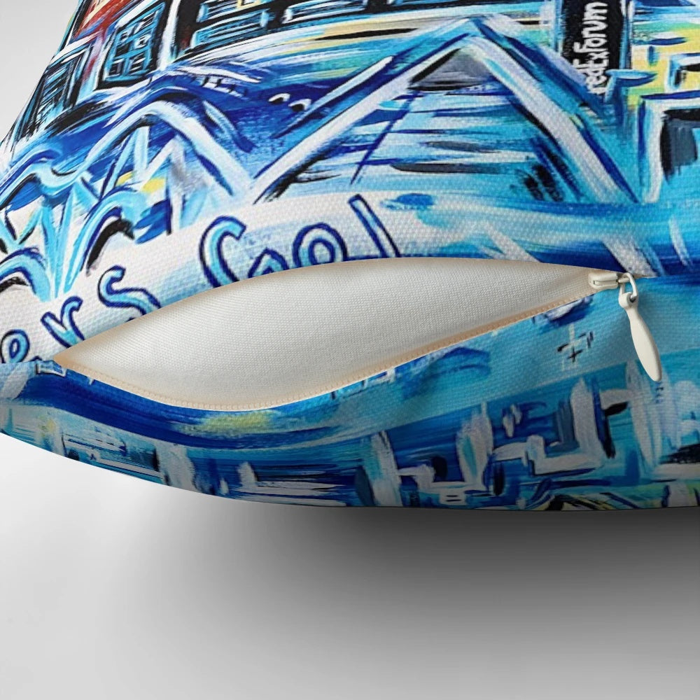 Colorful pop art-inspired sports pillow featuring Memphis Tigers and Grizzlies logos