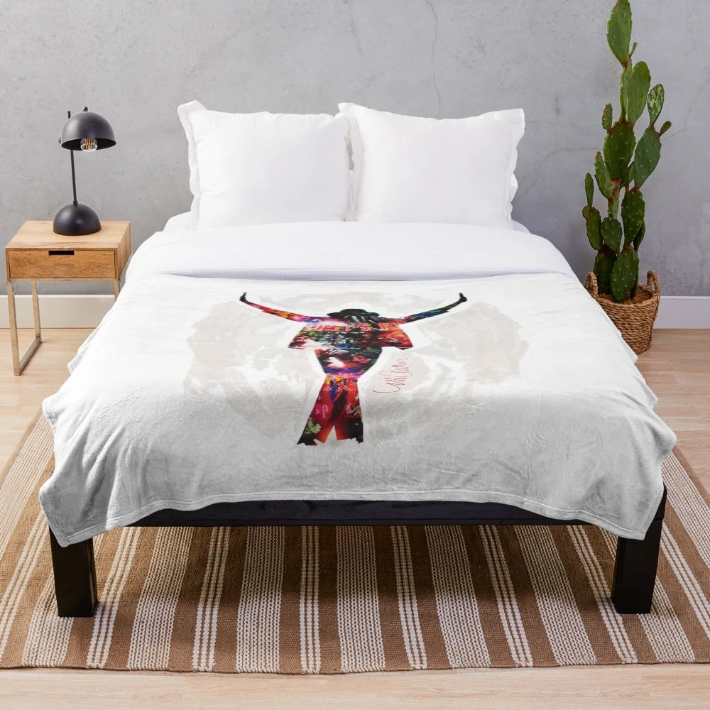 Vibrant pop art collage of Michael Jackson on a plush blanket