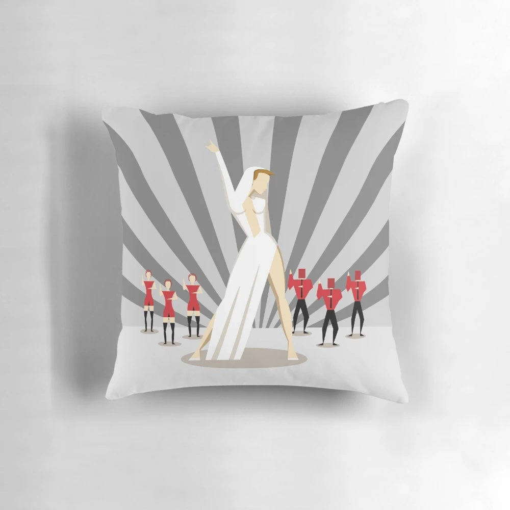 Colorful, pop-art inspired pillow featuring Kylie Minogue's iconic 'Can't Get You Out of My Head' design.