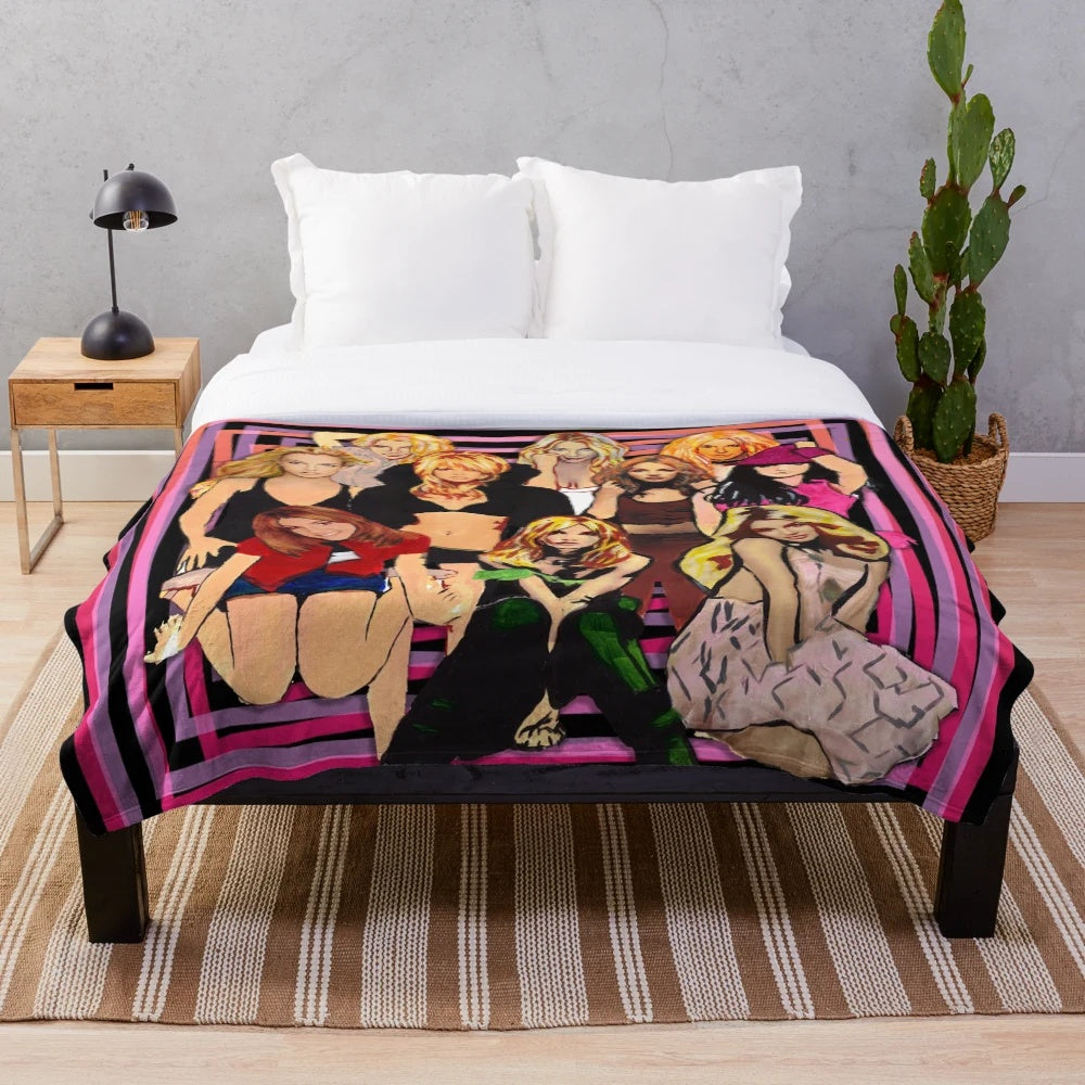 Plush blanket featuring iconic album covers from pop music's greatest hits