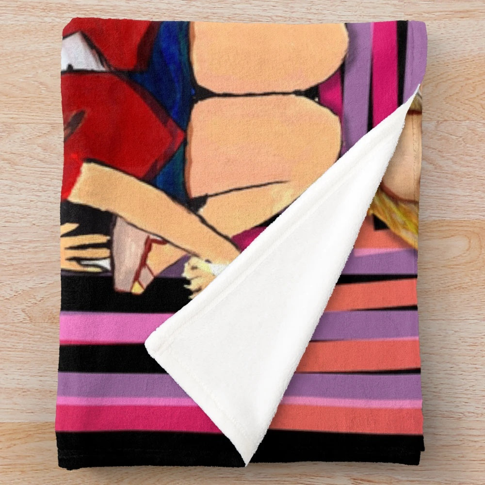 Plush blanket featuring iconic album covers from pop music's greatest hits
