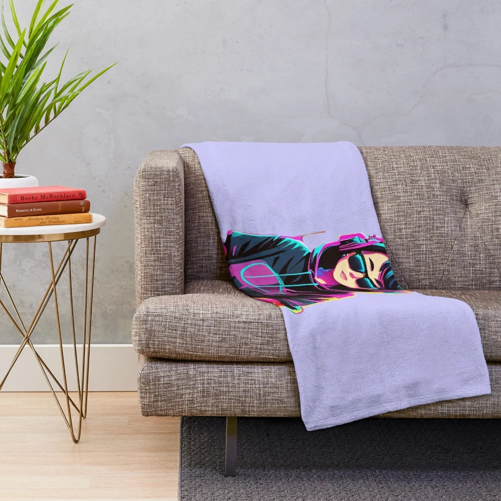 Pop music inspired plush blanket with musical elements