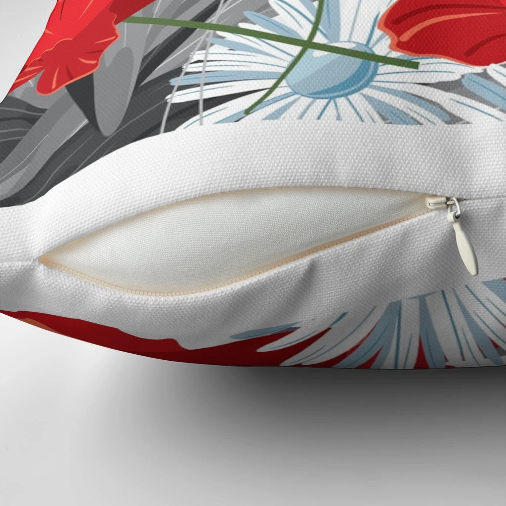 Colorful Poppy Pillow - Floral Accent for a Nature-Inspired Home