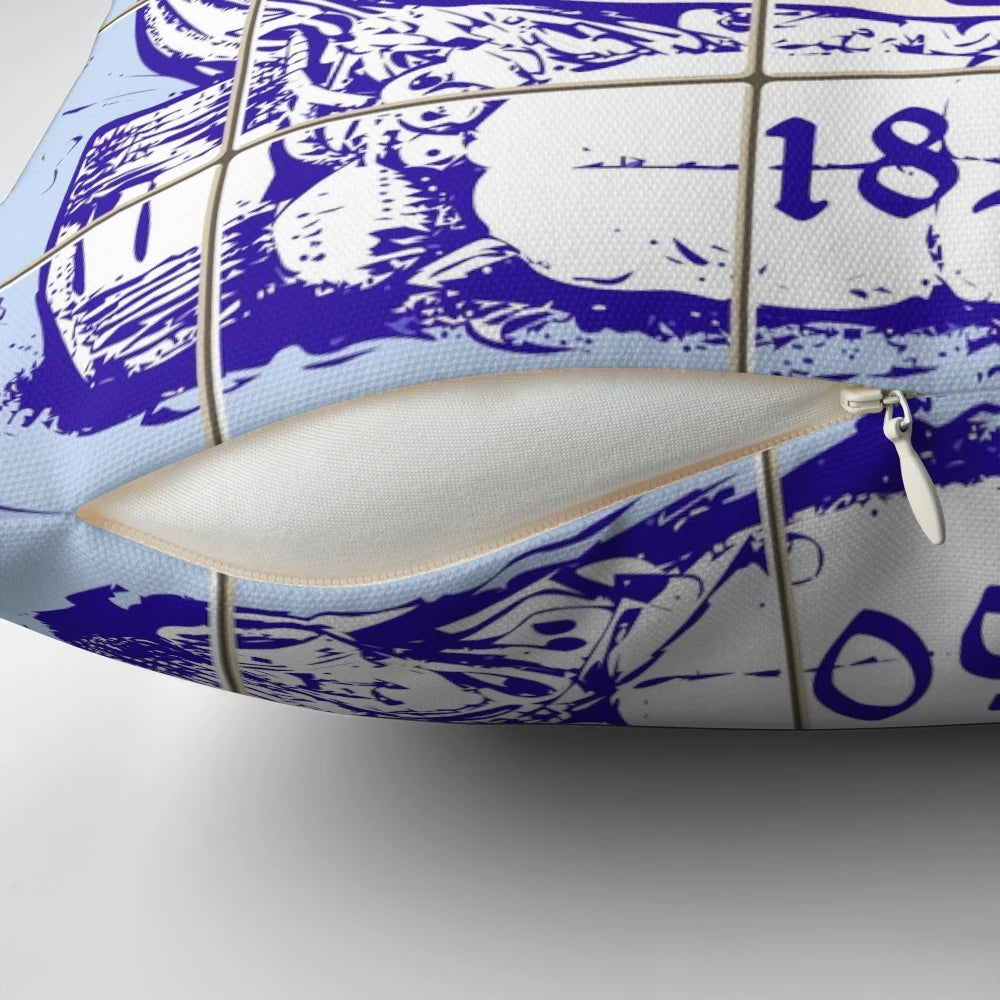 Colorful Portuguese azulejo tile pattern pillow