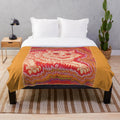 Colorful psychedelic cat plush blanket featuring vintage-style art by Louis Wain