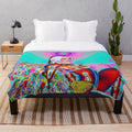 Psychedelic fairy plush blanket with vibrant abstract patterns